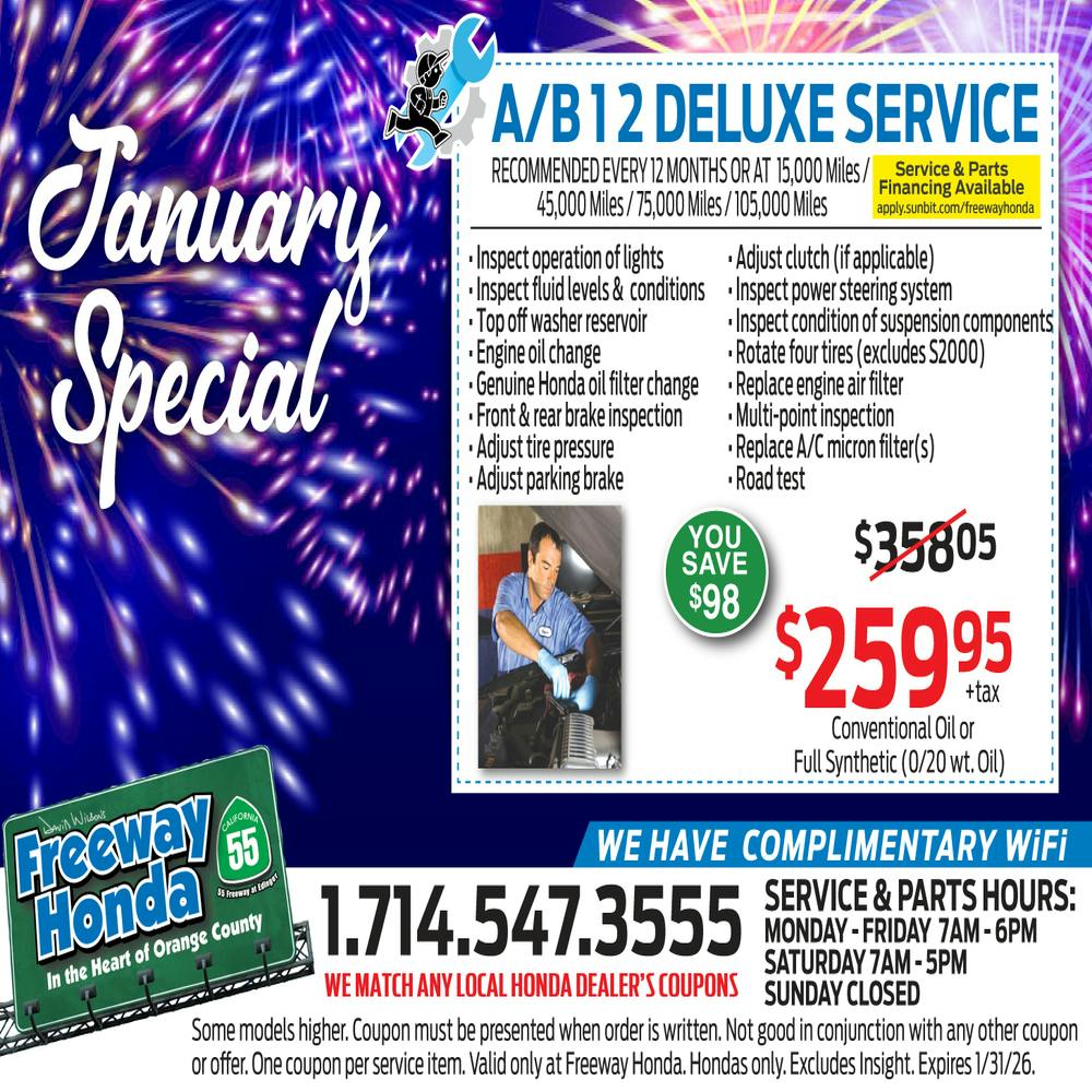 A/B12 DELUXE SERVICE SPECIAL | Freeway Honda
