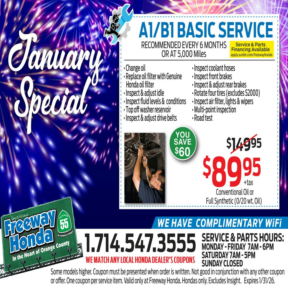 A1/B1 BASIC SERVICE SPECIAL | Freeway Honda