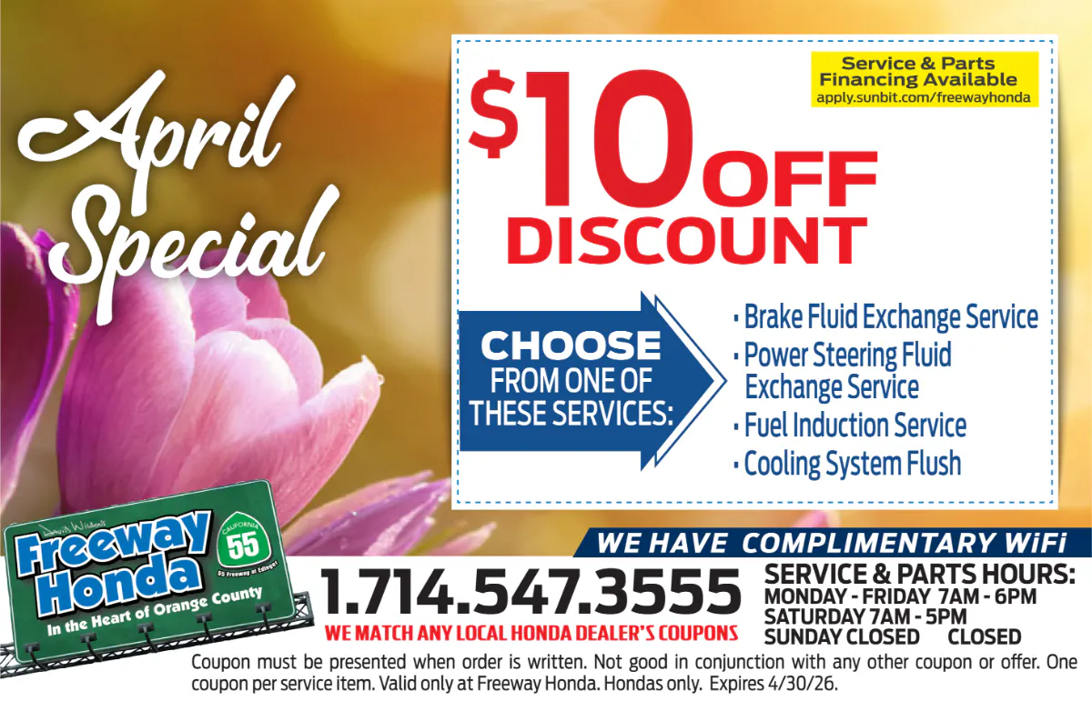 $10 Off Discount Select Services | Freeway Honda