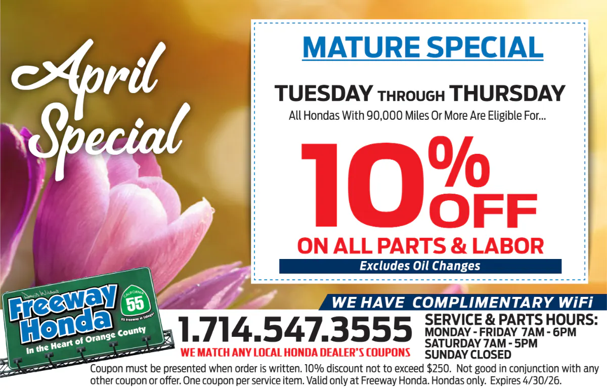 10% Off all Parts & Labor | Freeway Honda