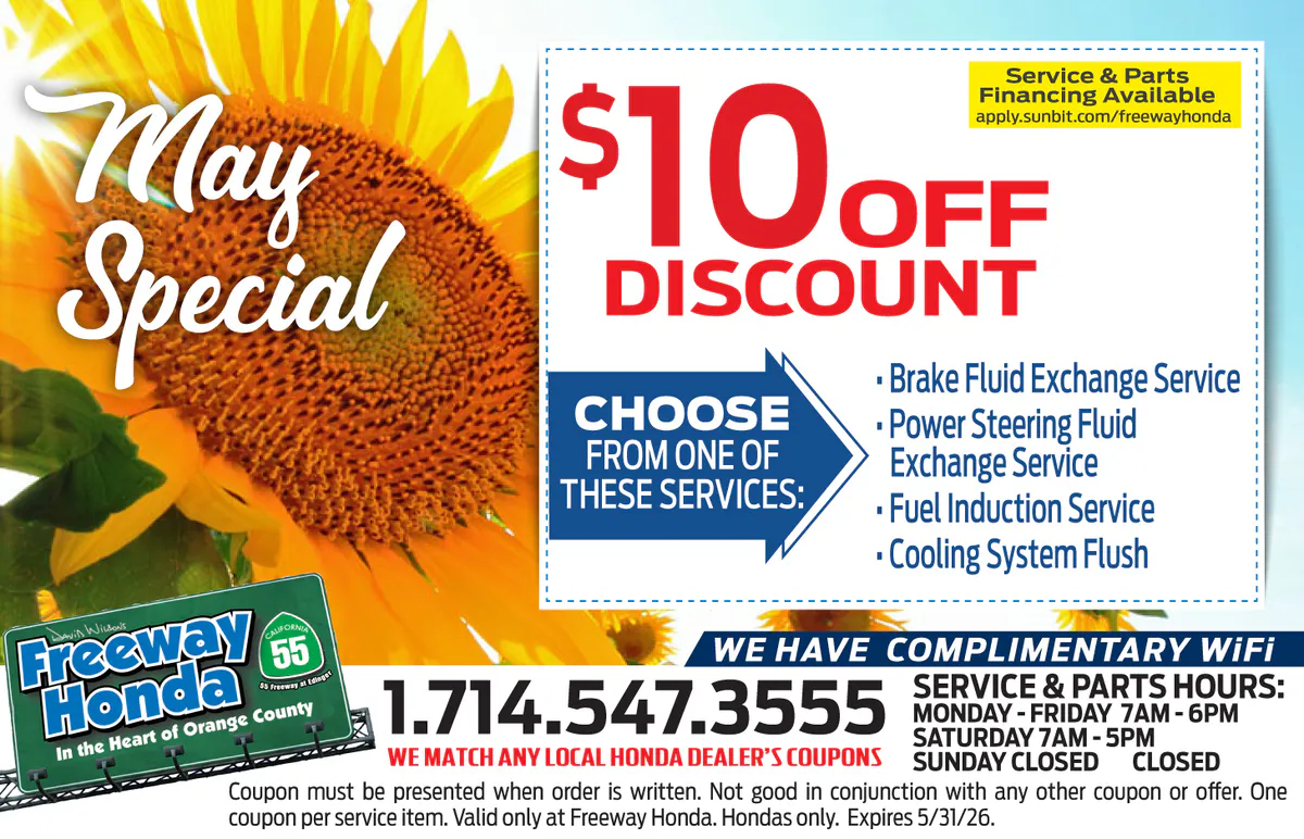$10 Off Discount Select Services | Freeway Honda