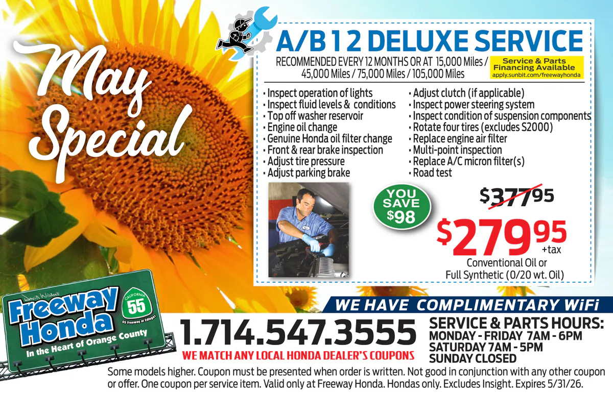 A/B12 DELUXE SERVICE SPECIAL | Freeway Honda