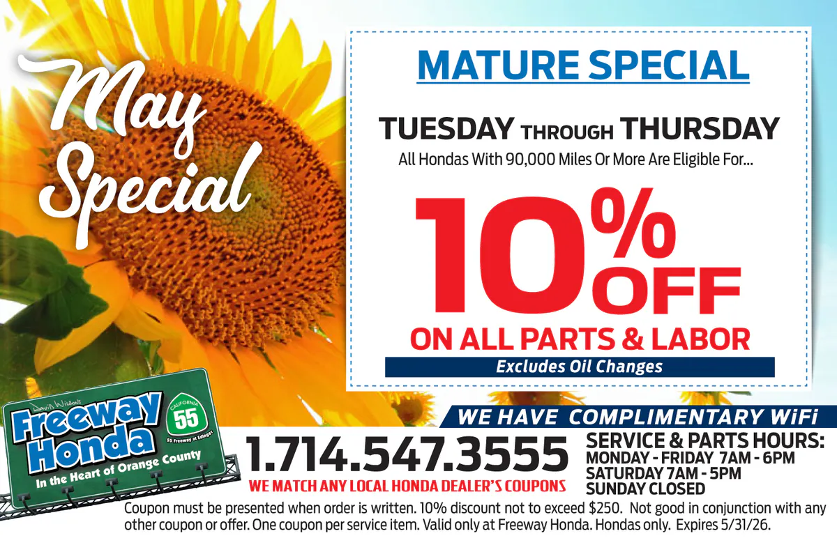 10% Off all Parts & Labor | Freeway Honda