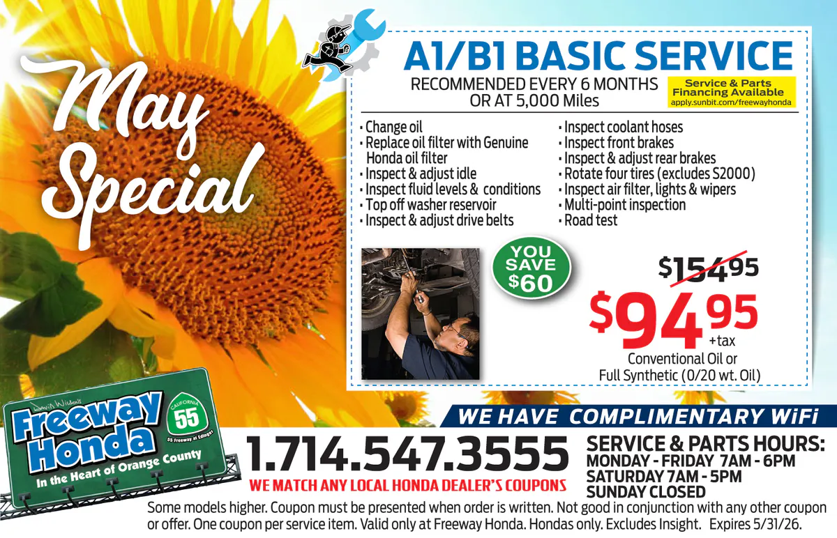 A1/B1 BASIC SERVICE SPECIAL | Freeway Honda