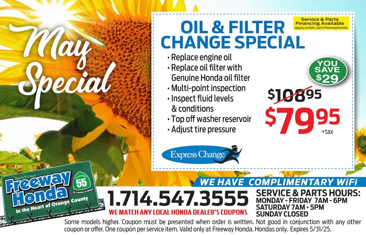 Oil & Filter Change Special | Freeway Honda