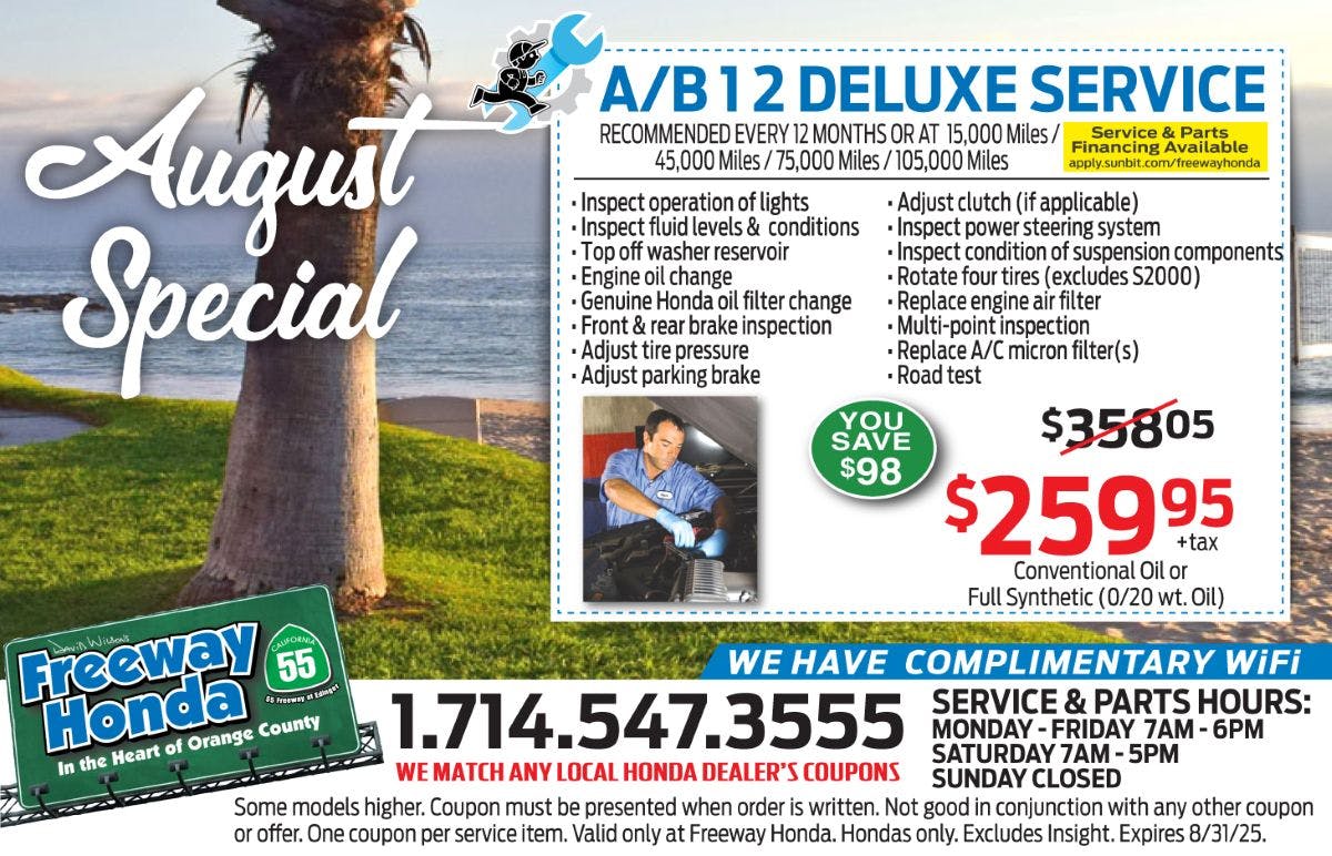 A/B 1 2 Deluxe Service | Freeway Honda
