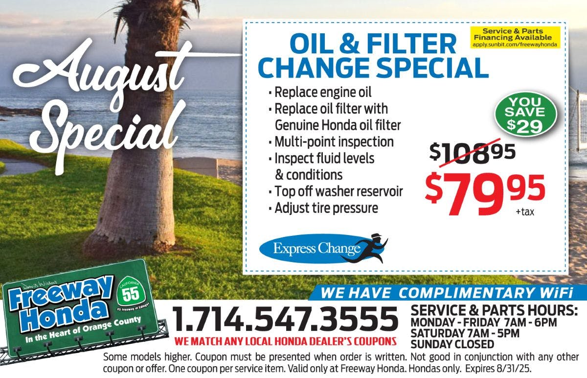 Oil & Filter Change Special | Freeway Honda