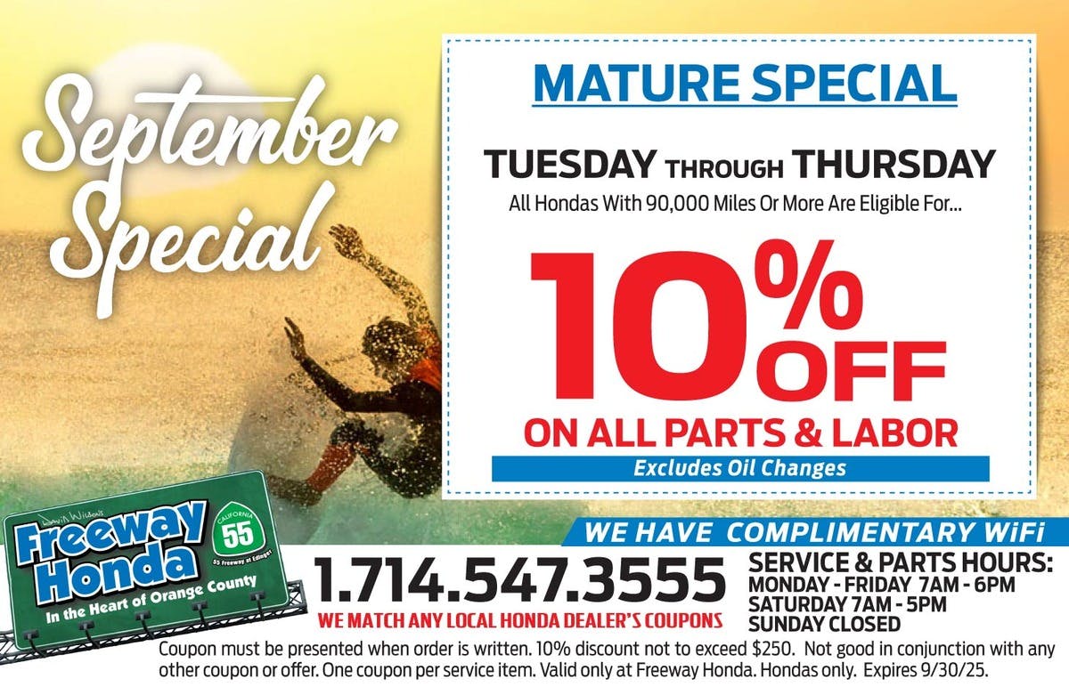 10% OFF All Parts & Labor | Freeway Honda