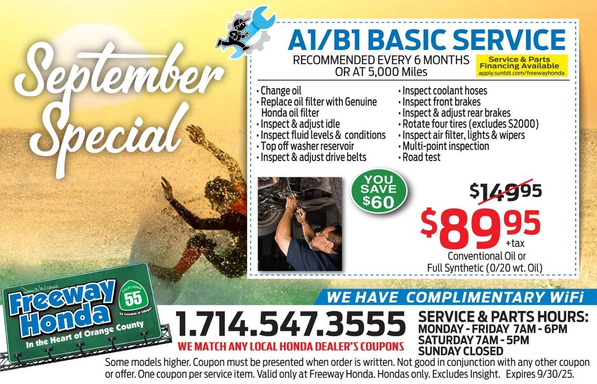 A1/B1 Service Special | Freeway Honda