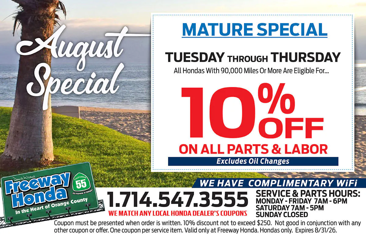 10% Off all Parts & Labor | Freeway Honda