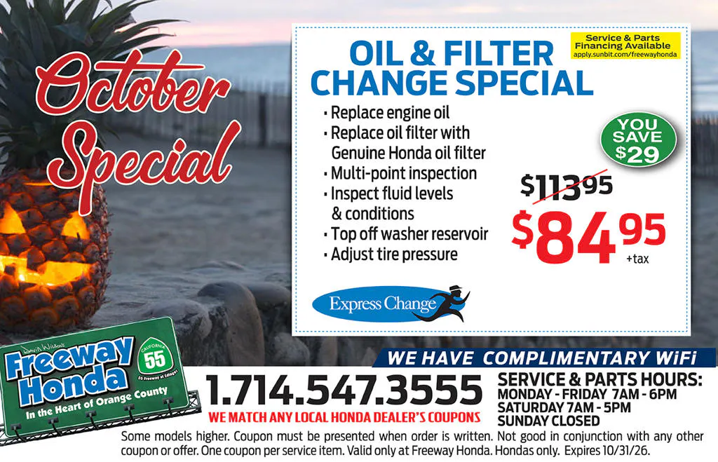 Oil and Filter change | Freeway Honda