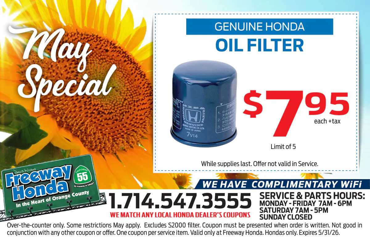$7.95 Oil Filter Special | Freeway Honda