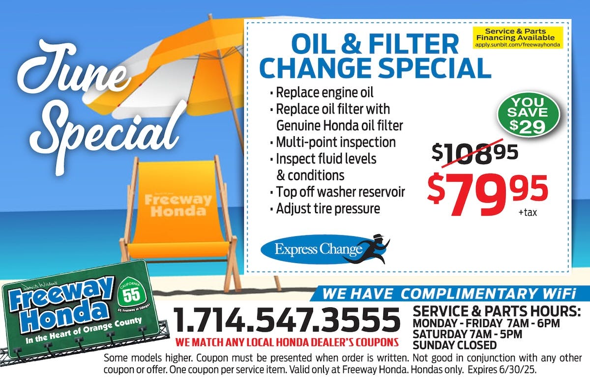 Oil & Filter Change Special | Freeway Honda