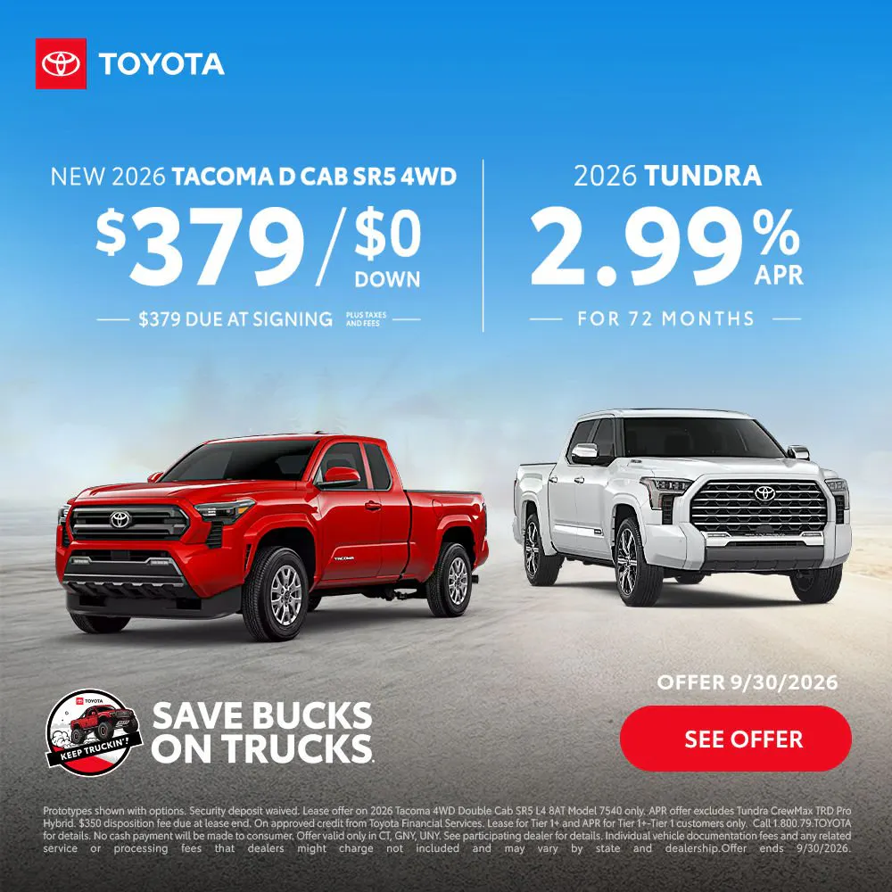 September 2026 CT GNY UNY Tacoma Lease Tundra APR