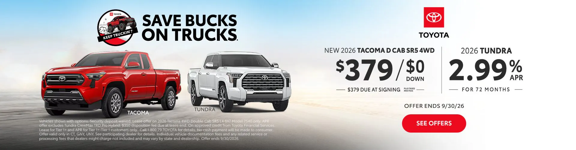 September 2026 CT GNY UNY Tacoma Lease Tundra APR