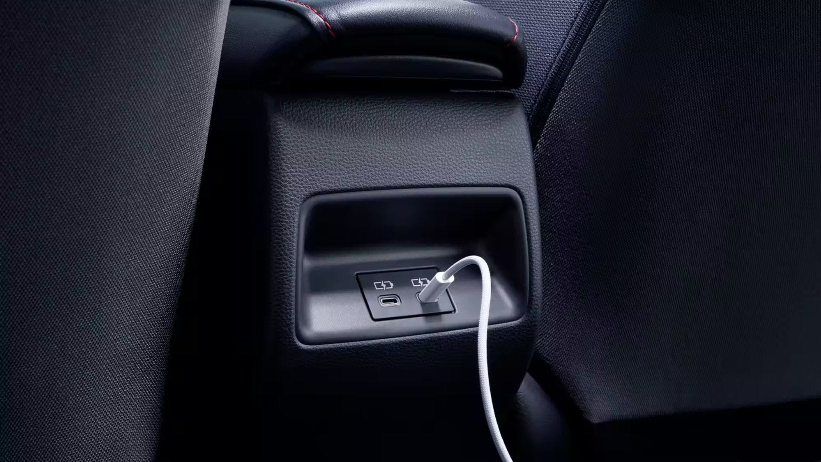 White cord in car.