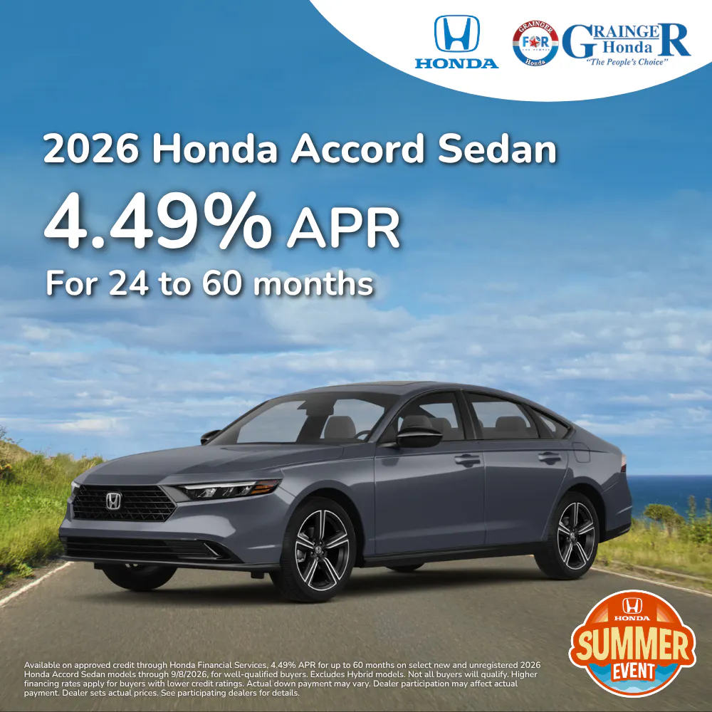 2026 Honda Accord Sedan 4.49% APR 24-60 mos |  Grainger Honda