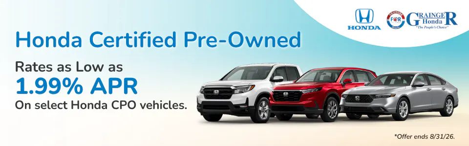 Honda Certified Pre-Owned Rates as Low as 1.99% APR | Grainger Honda