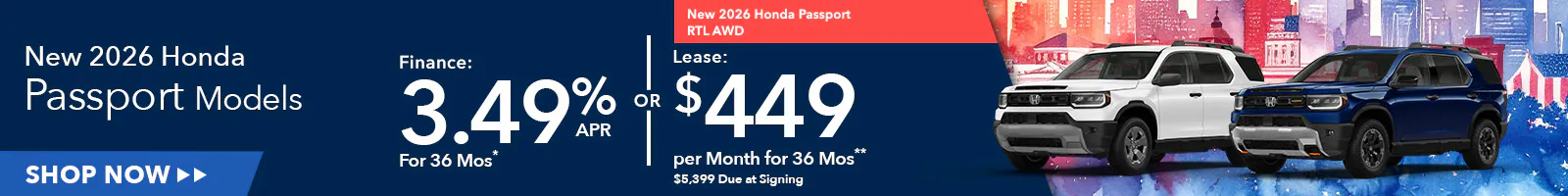 New 2026 Honda Passport Models OR New 2026 Honda Passport RTL AWD