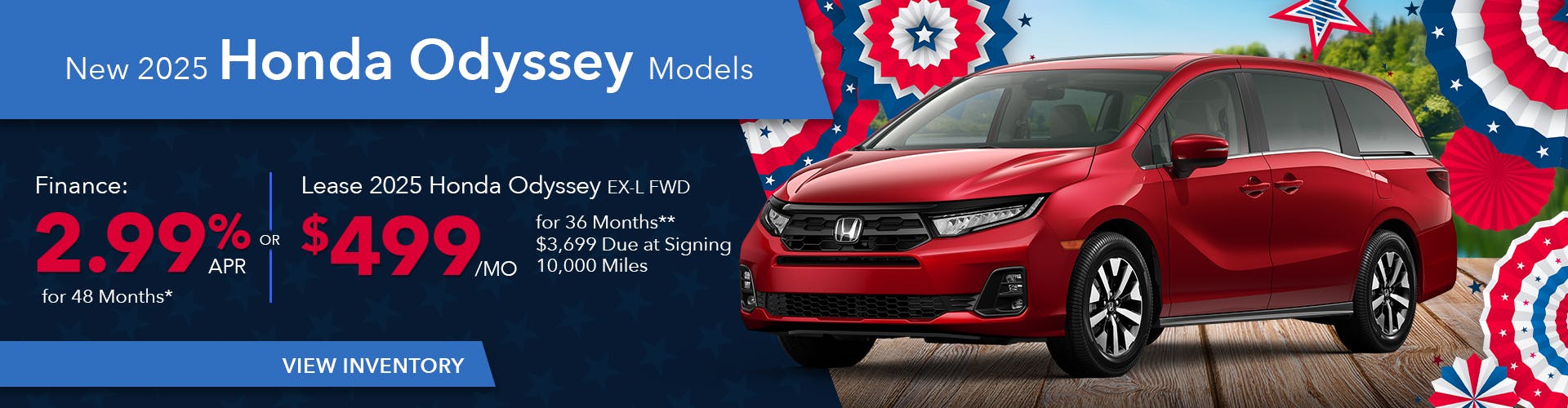 New 2025 Honda Odyssey Finance For 2.99% APR