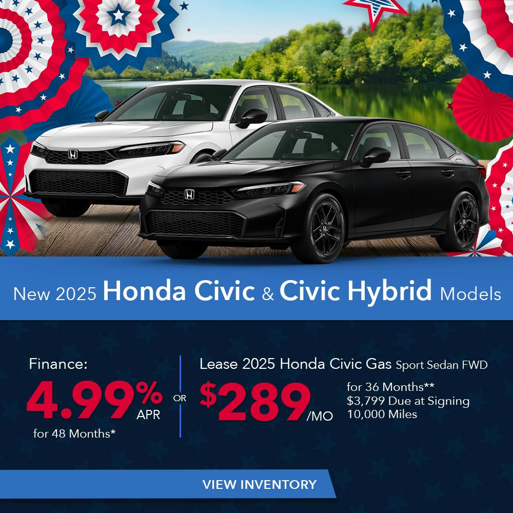 New 2025 Honda Civic Sedan & Hybrid Models – Finance For 4.99% APR
