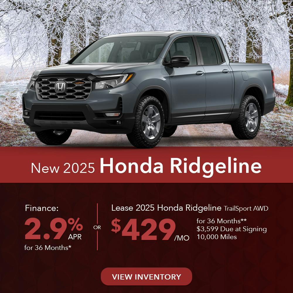 DA_FEB_New 2025 Honda Ridgeline OR Lease 2025 Honda Ridgeline TrailSport AWD