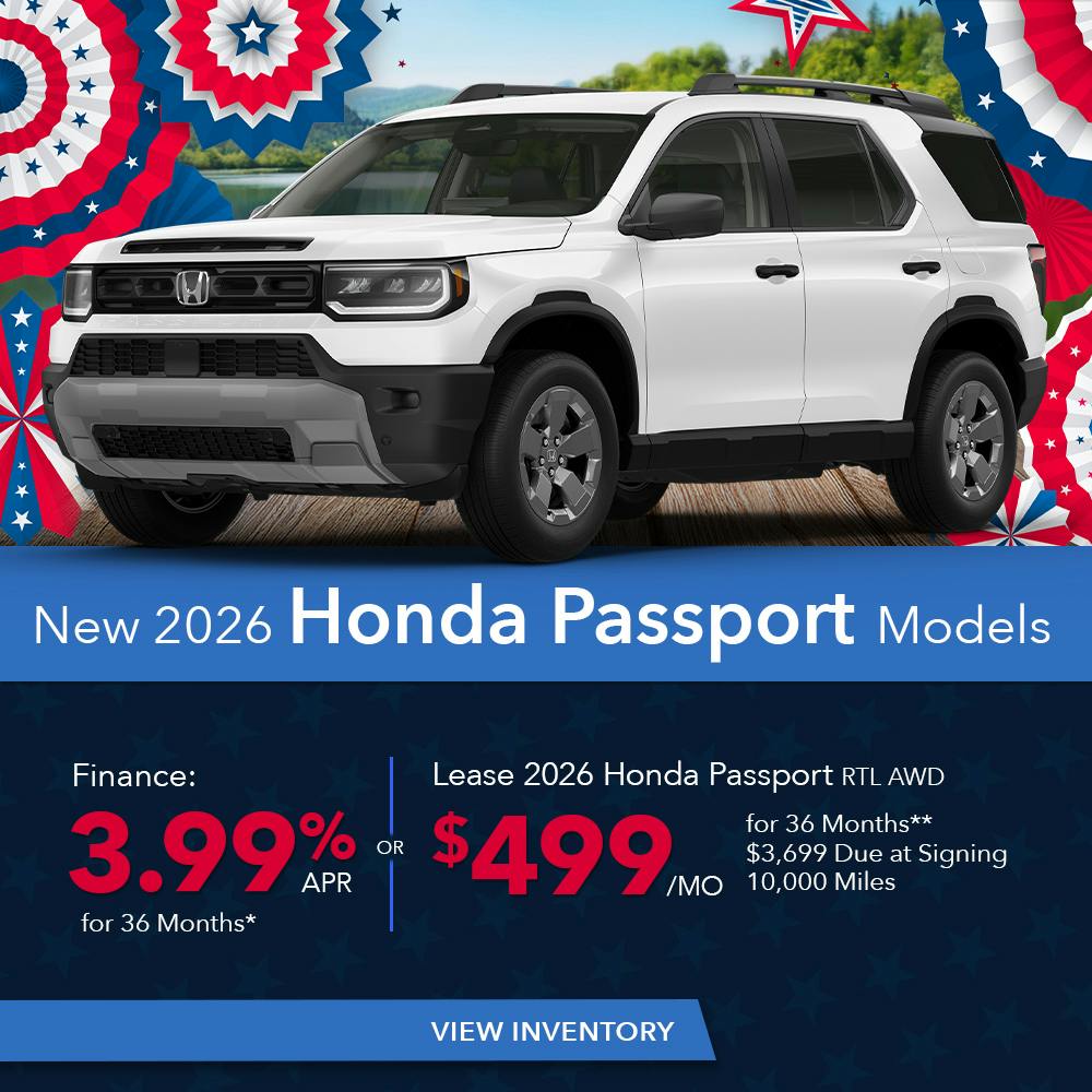 New 2026 Honda Passport Finance For 3.99% APR