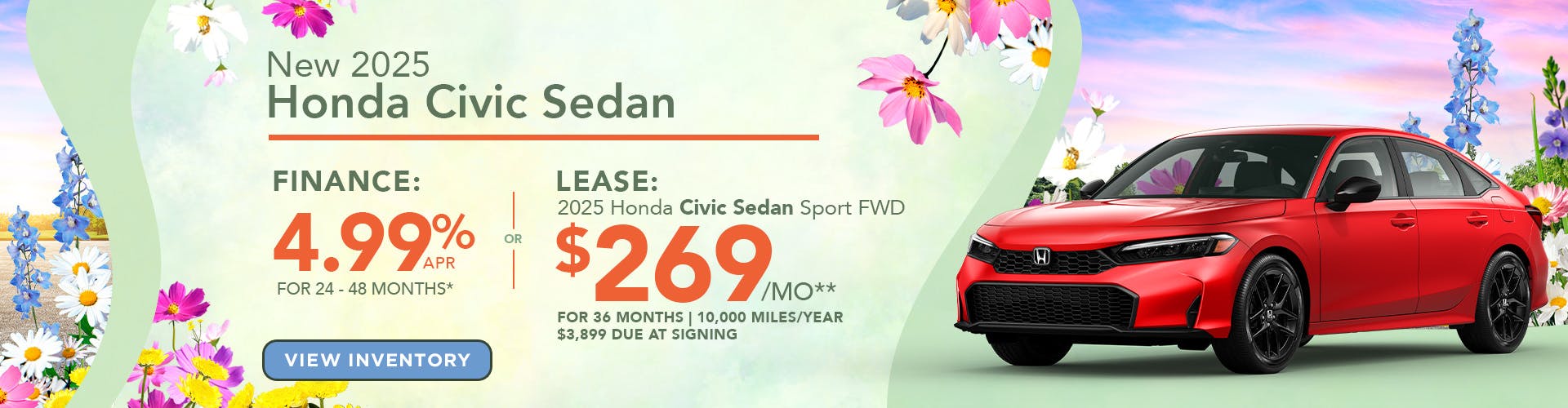 New 2025 Honda Civic Sedan 4.99 APR