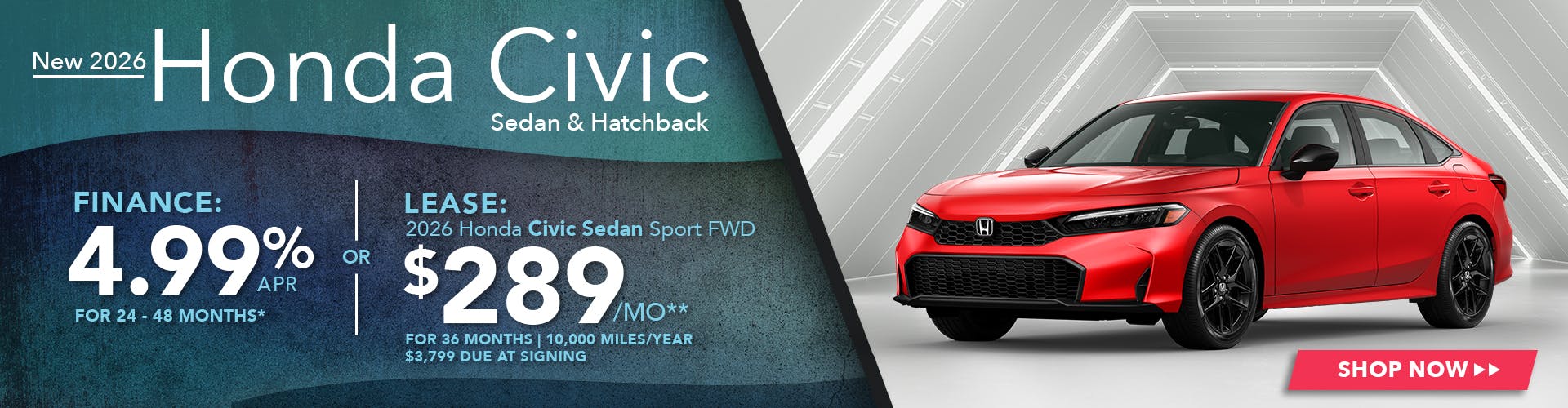 New 2026 Honda Civic Sedan & Hatchback – 4.99% APR
