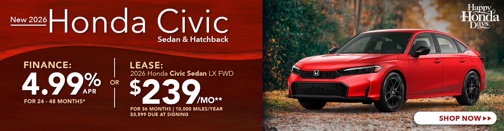 New 2026 Honda Civic Sedan and Hatchback OR 2026 Honda Civic Sedan LX FWD