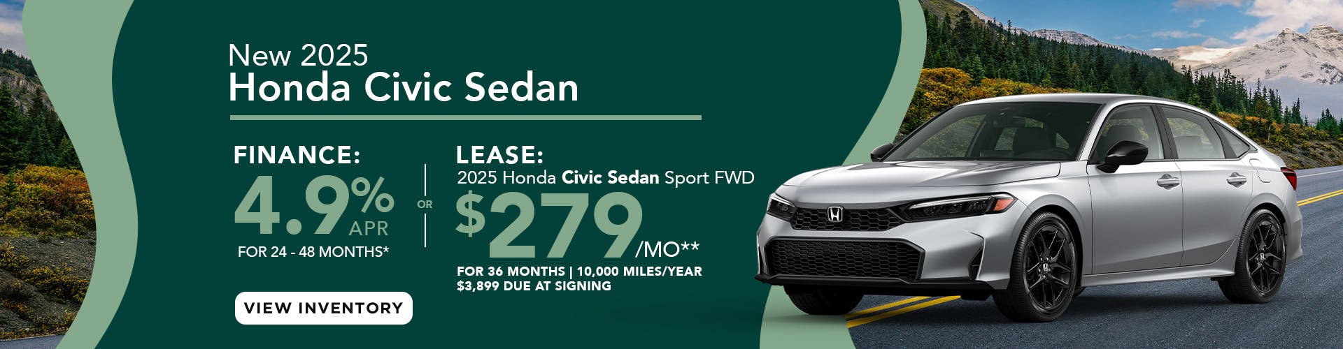 DA_Feb_New 2025 Honda Civic Sedan OR Lease 2025 Honda Civic Sedan Sport FWD