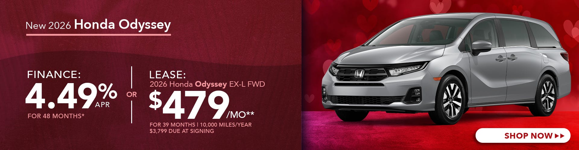 New 2026 Honda Odyssey OR Lease 2026 Odyssey EX-L FWD