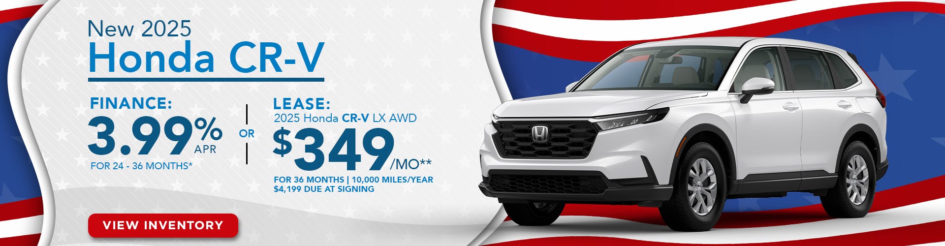 New 2025 Honda CR-V Lease For $349