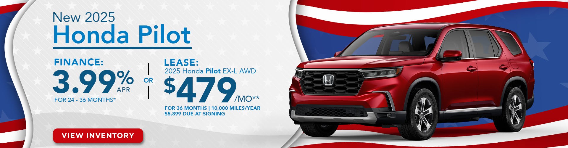 New 2025 Honda Pilot – Lease for $479