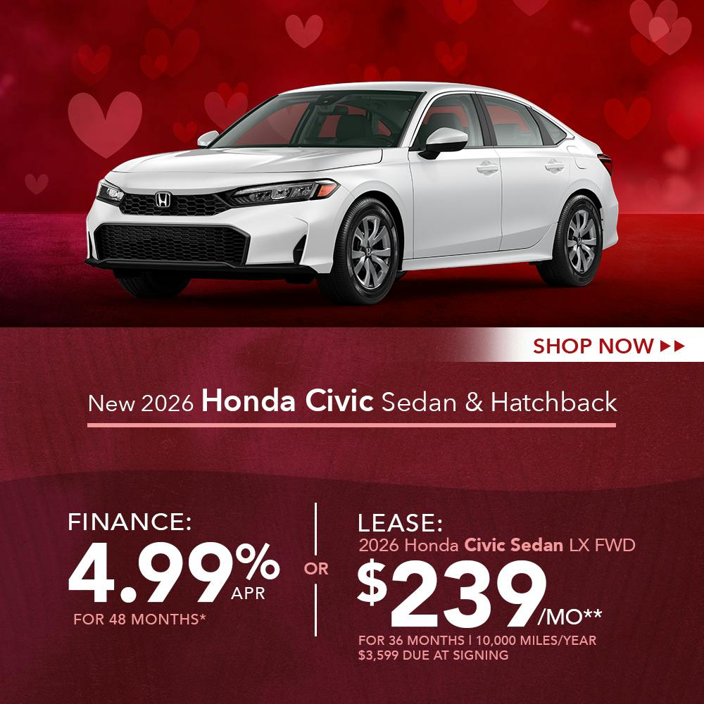 New 2026 Honda Civic Sedan and Hatchback OR Lease 2026 Honda Civic Sedan LX FWD