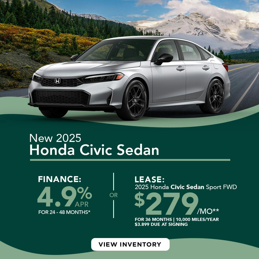 DA_Feb_New 2025 Honda Civic Sedan OR Lease 2025 Honda Civic Sedan Sport FWD