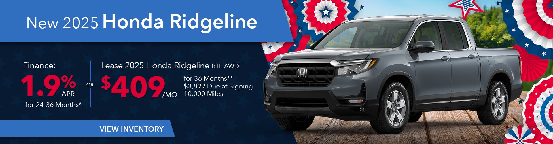 New 2025 Honda Ridgeline Finance For 1.9% APR