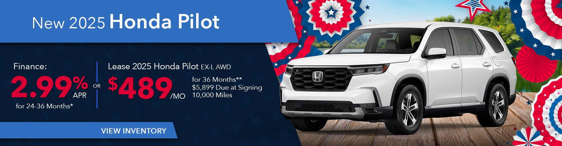New 2025 Honda Pilot Finance For 2.99% APR