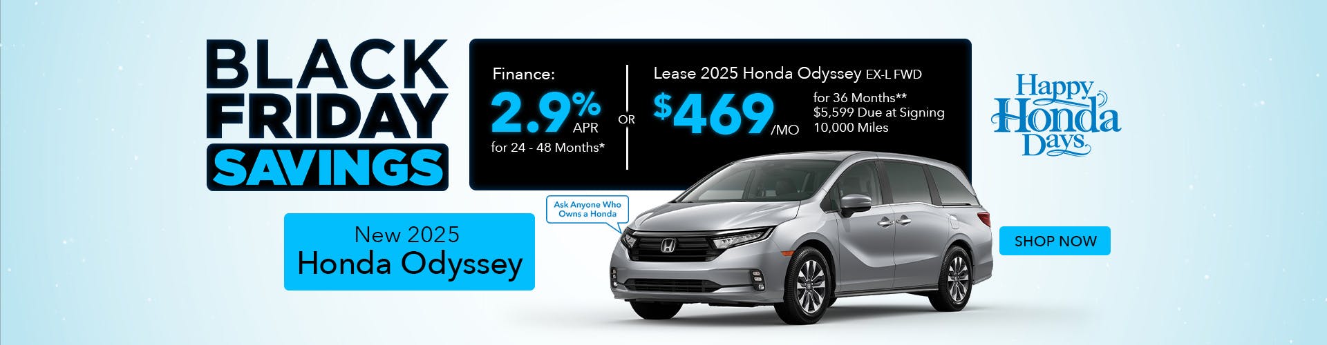 New 2025 Honda Odyssey 2.9% APR