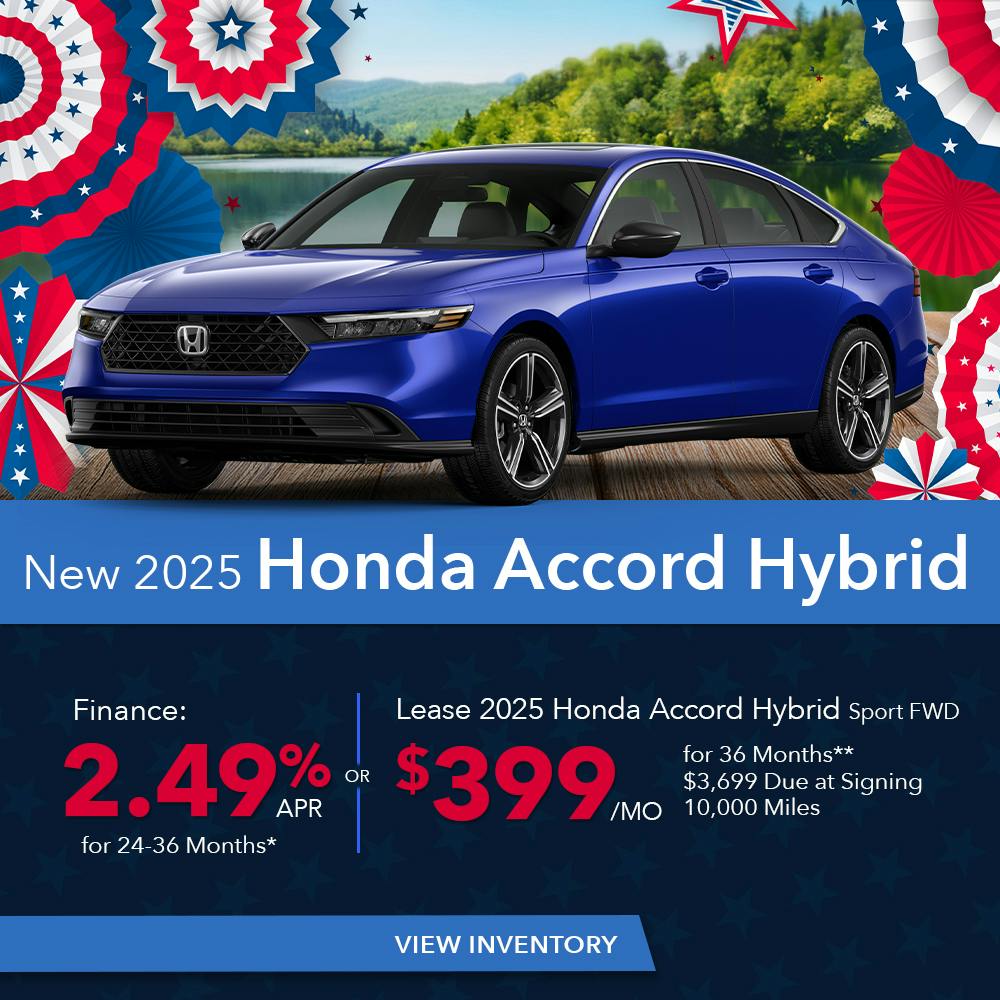 New 2025 Honda Accord Hybrid Finance For 2.49% APR