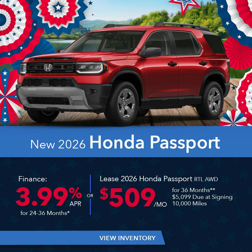 New 2026 Honda Passport Finance For 3.99% APR