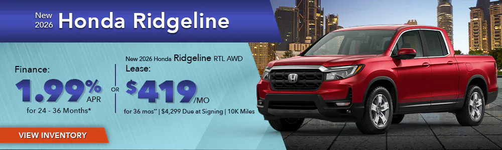 New 2026 Honda Ridgeline OR New 2026 Honda Ridgeline RTL AWD | Shottenkirk Honda Huntsville
