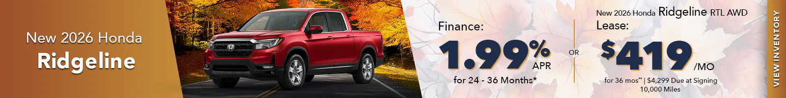 New 2026 Honda Ridgeline OR New 2026 Honda Ridgeline RTL AWD