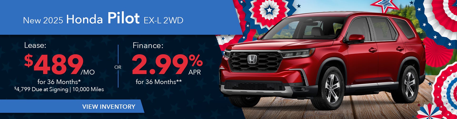 New 2025 Honda Pilot Lease For $489