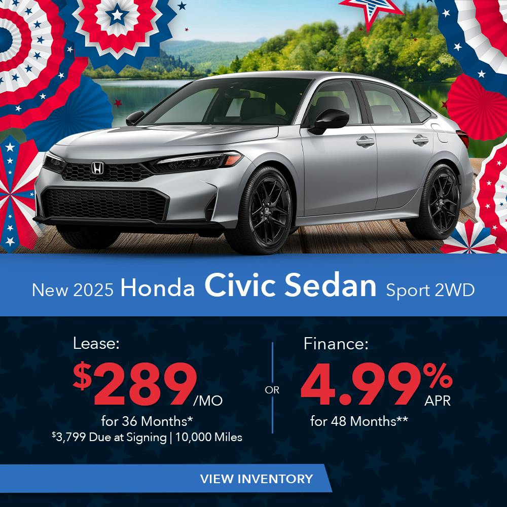 New 2025 Honda Civic Sedan – Lease For $289