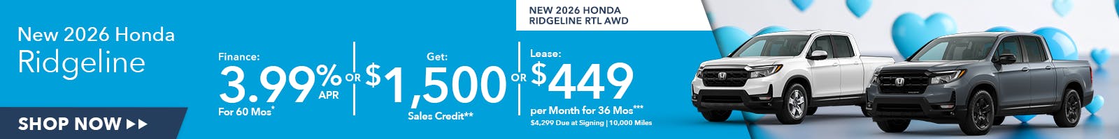 New 2026 Honda Ridgeline OR New 2026 Honda Ridgeline RTL AWD