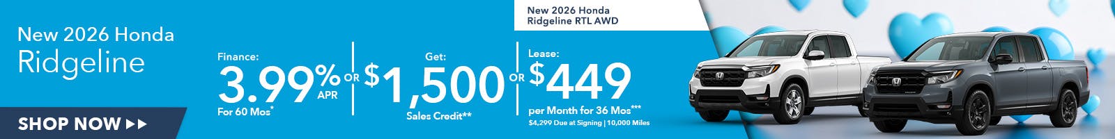 New 2026 Honda Ridgeline OR New 2026 Honda Ridgeline RTL AWD