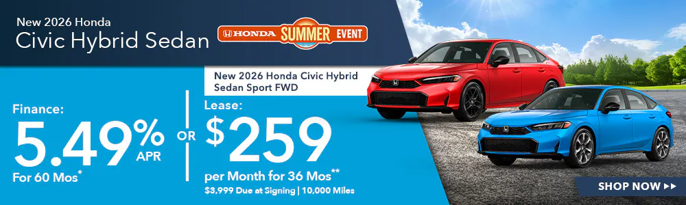 New 2026 Honda Civic Hybrid Sedan OR New 2026 Honda Civic Hybrid Sedan Sport FWD | Shottenkirk Honda Rome