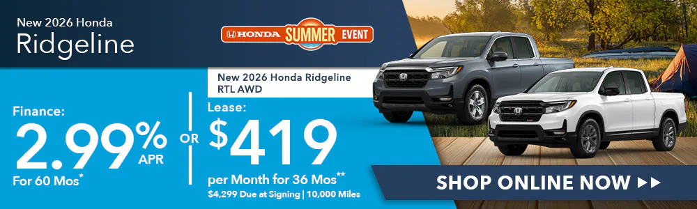 New 2026 Honda Ridgeline OR New 2026 Honda Ridgeline RTL AWD | Shottenkirk Honda Rome