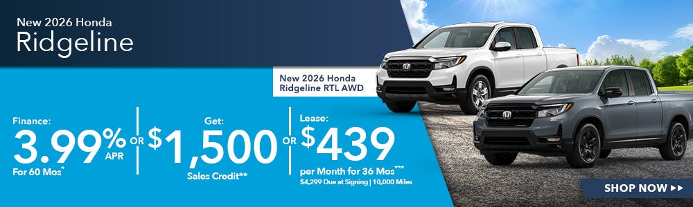 New 2026 Honda Ridgeline OR New 2026 Honda Ridgeline RTL AWD | Shottenkirk Honda Rome